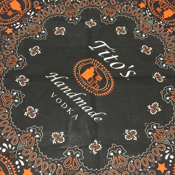 Tito’s Vodka Bandana Neck Scarf One Size Black Orange - Picture 4 of 5